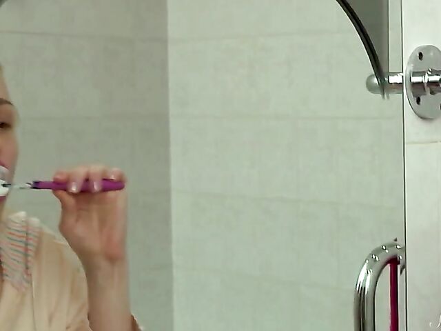 Olya - Teen Russian blonde shower in the morning