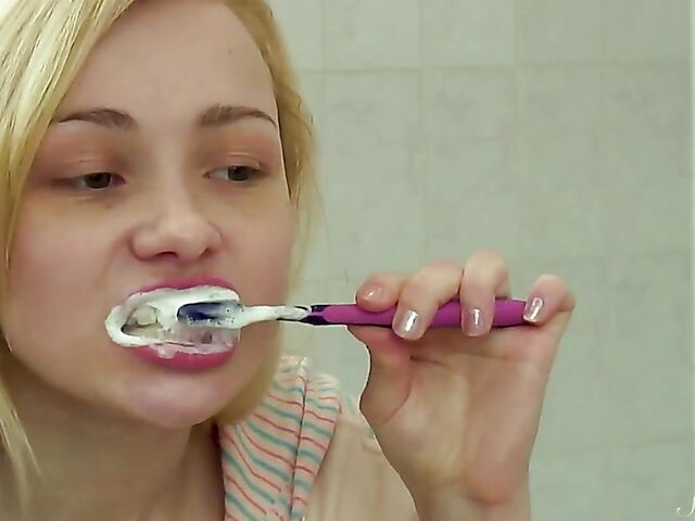 Olya - Teen Russian blonde shower in the morning