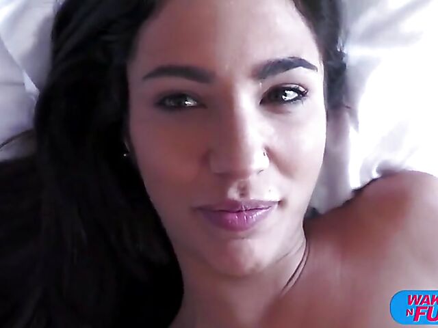 Wake up fuck and double penetration with raven-haired Sherezade