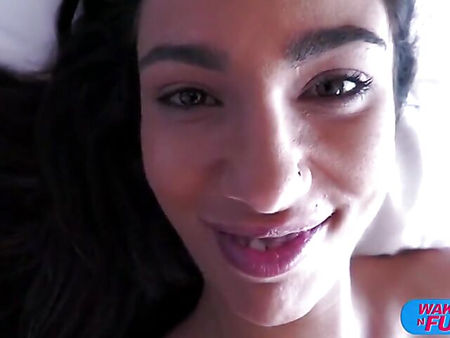 Wake up fuck and double penetration with raven-haired Sherezade