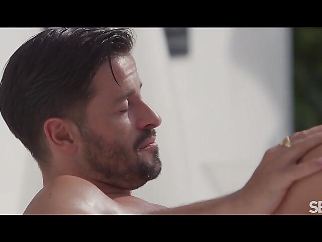 Summer vacation sex poolside with hot Asia Vargas