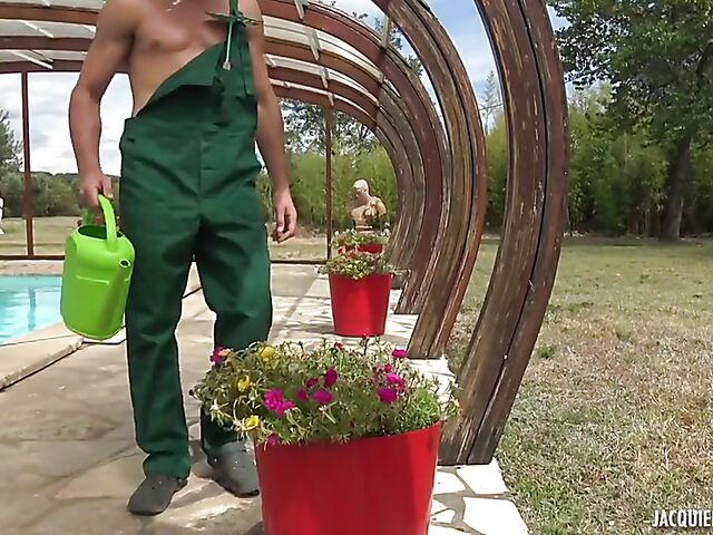 Victoria's poolside outdoor quickie with the gardener