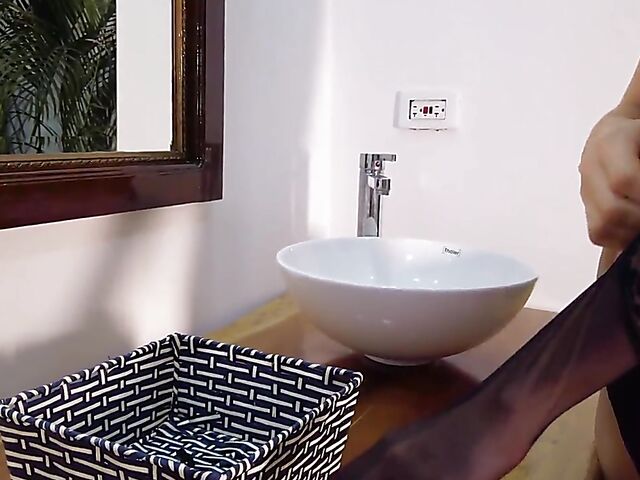 Flexible solo in black lingerie and masturbation with beautiful Irene Rouse