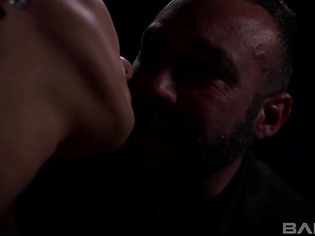 Rough sex at gunpoint with submissive Mia Melone in the dark