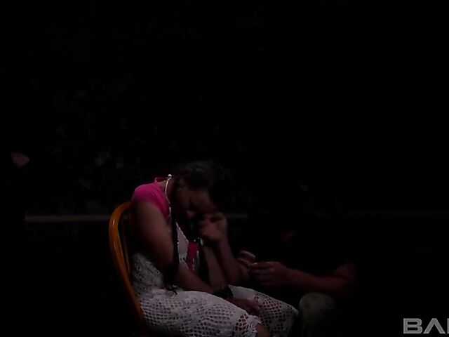 Rough sex at gunpoint with submissive Mia Melone in the dark