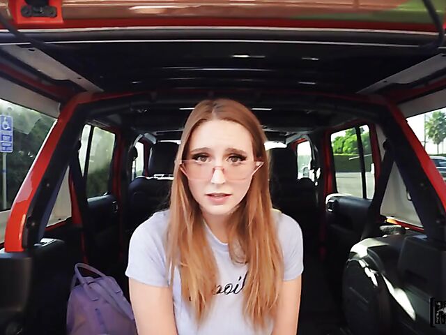 POV outdoor fuck in skirt and stockings with stranded Laney Grey