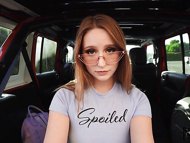 POV outdoor fuck in skirt and stockings with stranded Laney Grey