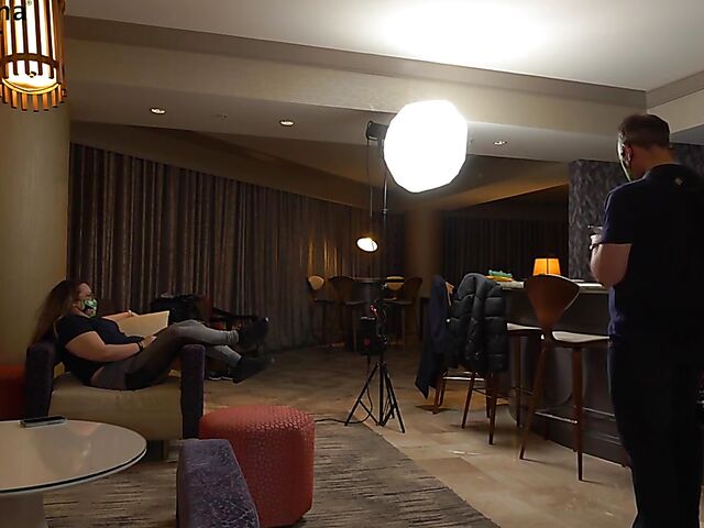 Behind porn shoot with natural pornstar Spencer Bradley