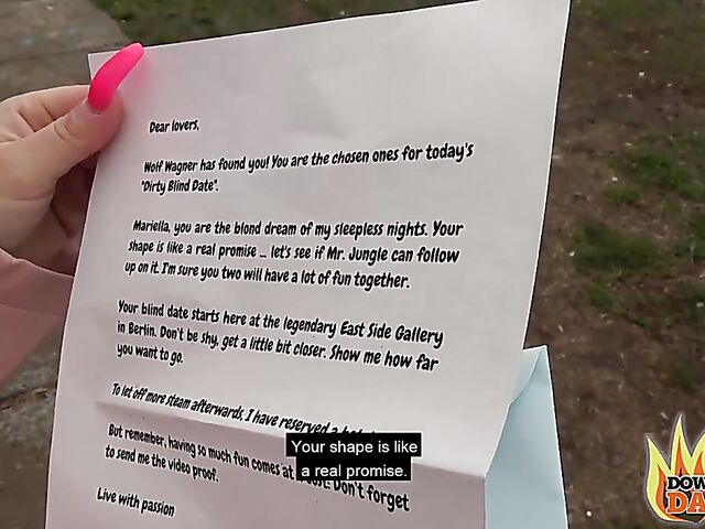 Blonde german slut with glasses Mariella Sun gives head in public for a start