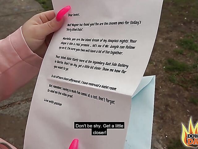 Blonde german slut with glasses Mariella Sun gives head in public for a start