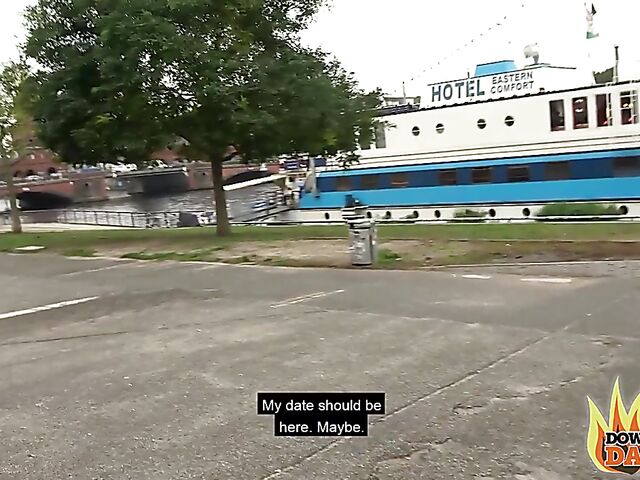 Blonde german slut with glasses Mariella Sun gives head in public for a start