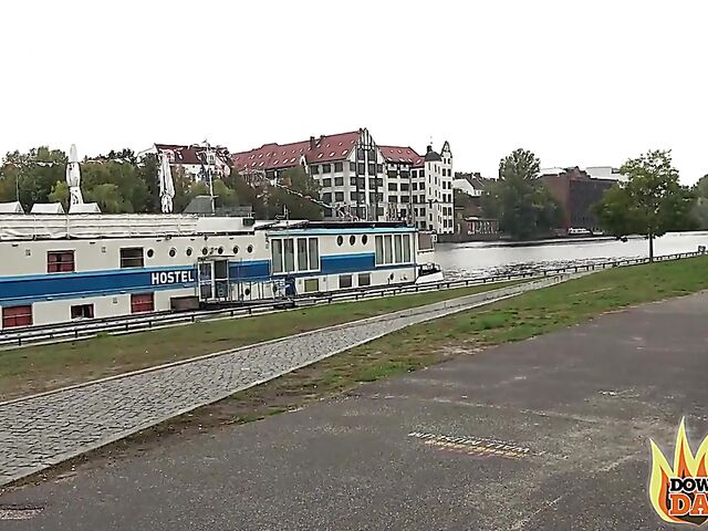 Blonde german slut with glasses Mariella Sun gives head in public for a start