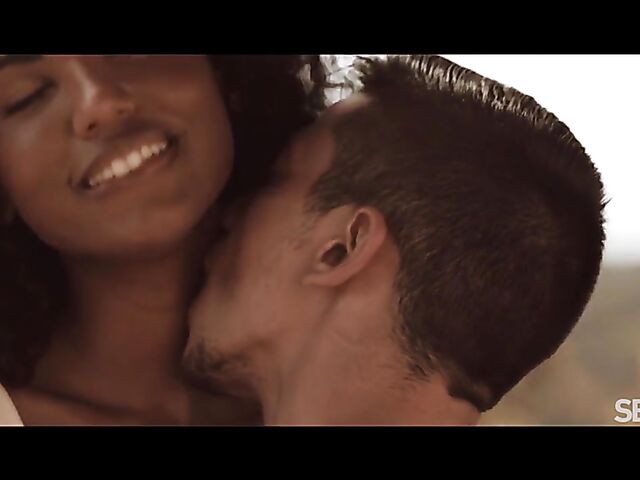 Interracial outdoor sensual loving with ebony goddess Romy Indy