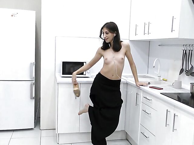 Strip dance and standing masturbation in the kitchen with Danaa