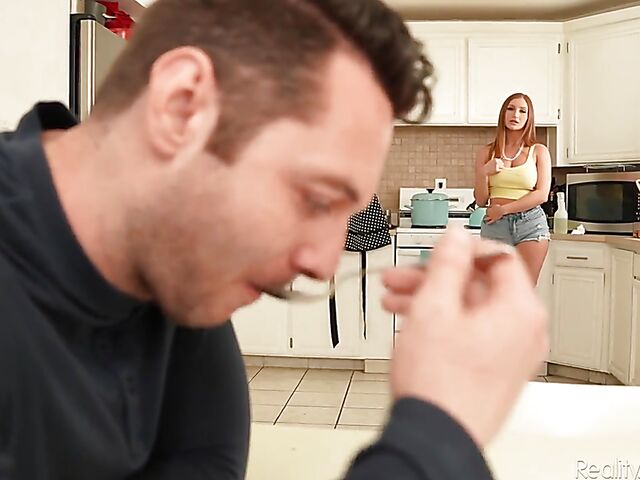 Kitchen sex with big tits temptress Skylar Snow