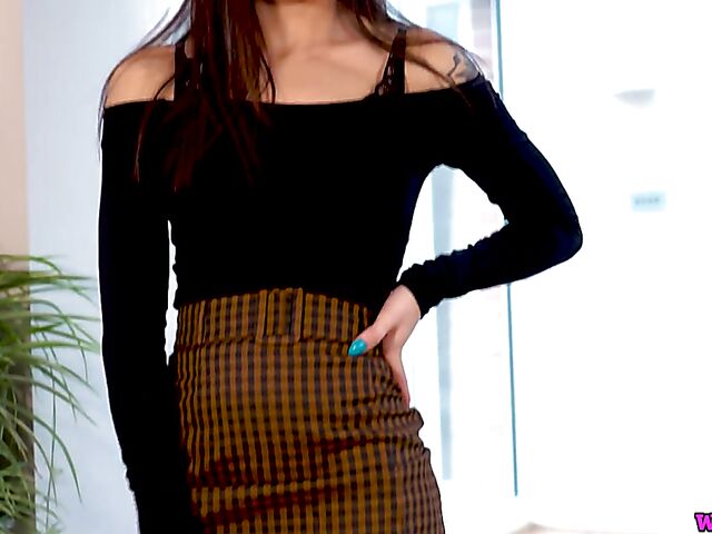 JOI strip tease with perfect titted Miah S