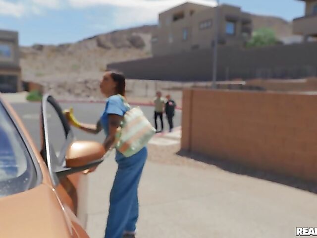 Nurse Anna Chambers' big fake tits and tight ass for a tricky skater boy