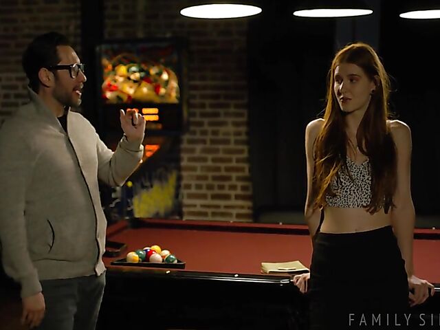 Pool table fuck in the dark with slim redhead Jane Rogers