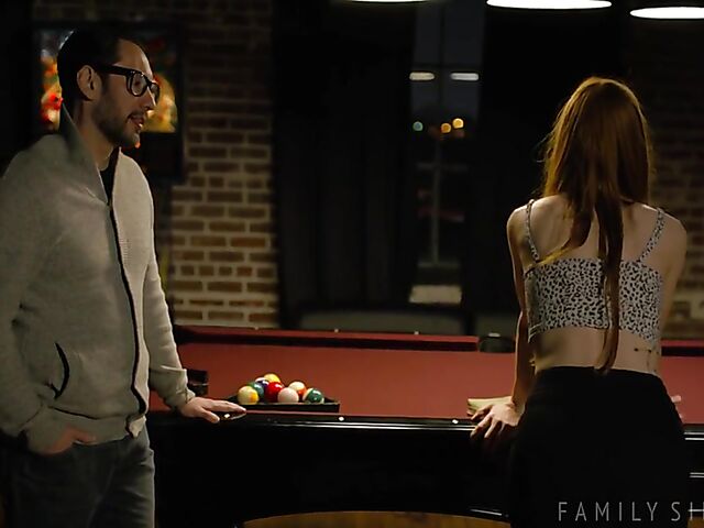 Pool table fuck in the dark with slim redhead Jane Rogers