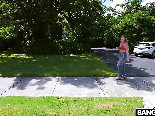 White girl Riley Reign picked up and fucked by a black cock