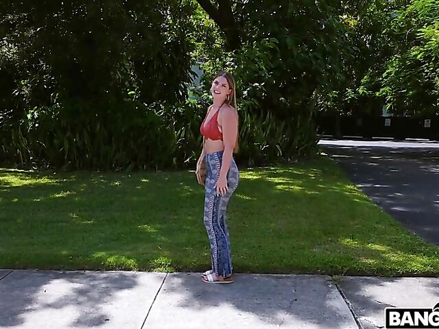 White girl Riley Reign picked up and fucked by a black cock