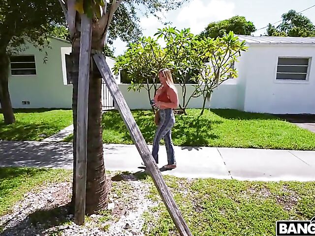 White girl Riley Reign picked up and fucked by a black cock