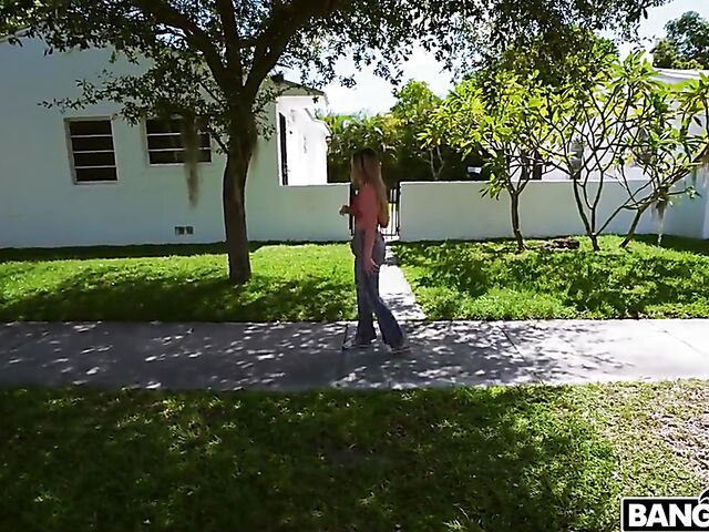 White girl Riley Reign picked up and fucked by a black cock