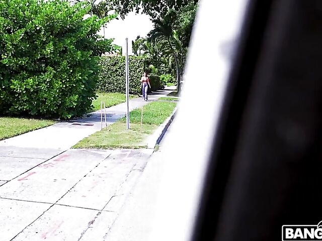 White girl Riley Reign picked up and fucked by a black cock