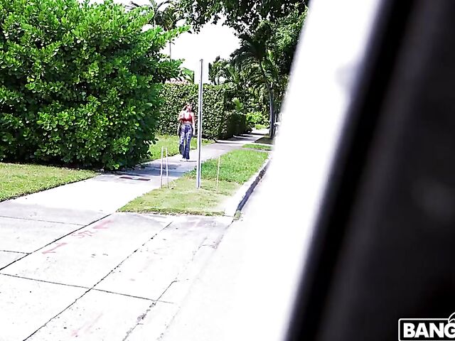 White girl Riley Reign picked up and fucked by a black cock