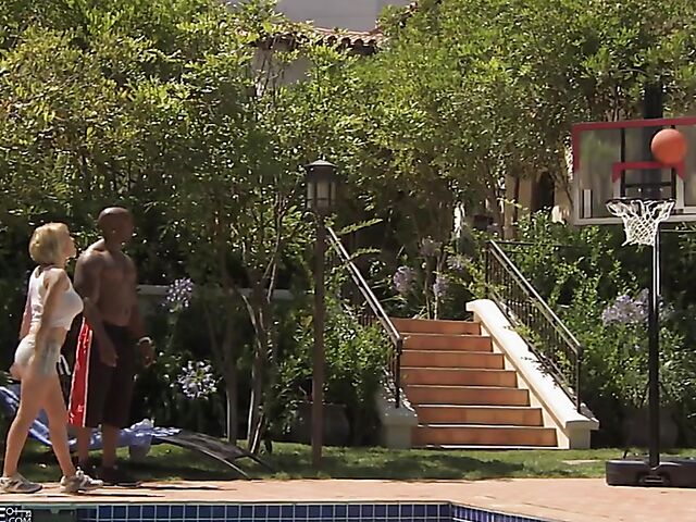 Sporty Krissy Lynn interracial pool fun with Nat Turnher