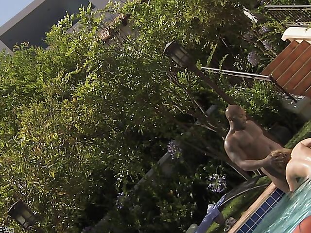 Sporty Krissy Lynn interracial pool fun with Nat Turnher