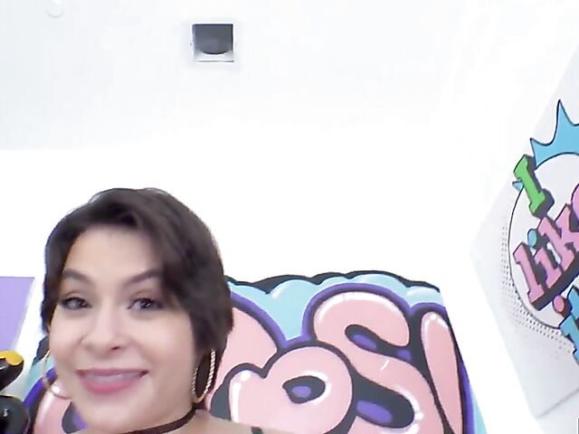 Anal licking and ass fucking in green stockings with Nicole Aria