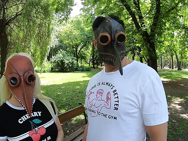 Masks and pussy slamming with big tits blonde Christina Shine and Porno Dan