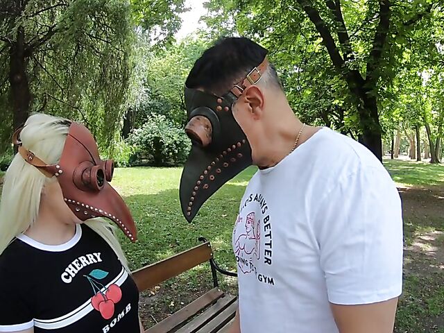 Masks and pussy slamming with big tits blonde Christina Shine and Porno Dan