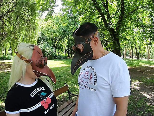 Masks and pussy slamming with big tits blonde Christina Shine and Porno Dan