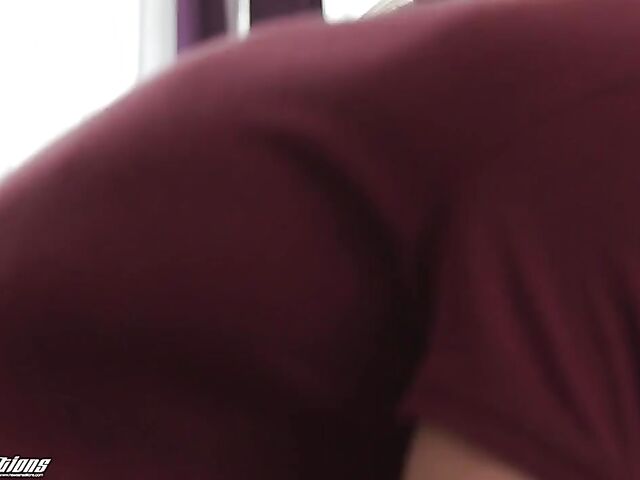 Asian schoolgirl Gia Di Bella takes a pounding with her skirt on