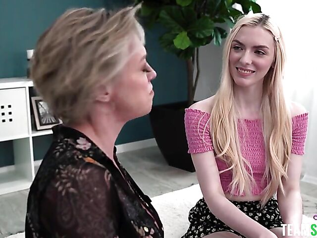 MILF seduces young girl into a threesome with Dee Williams and Celestina Blooms