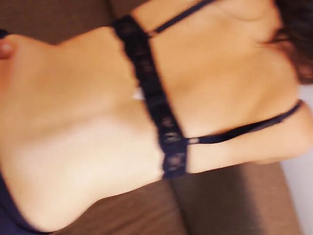 36-year-old MILF slut Anna in black lingerie POV