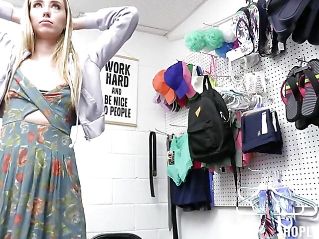 Small tits blonde shoplifter Haley Reed gets punished with a cock