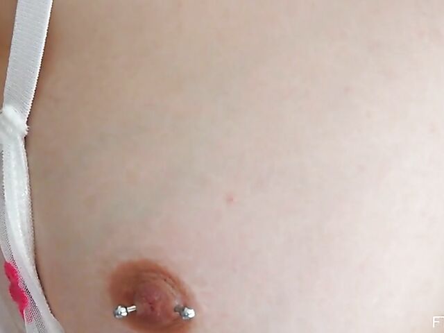 Pierced nipple girl with a nice trimmed pussy Carmen Rae loves masturbating with toys