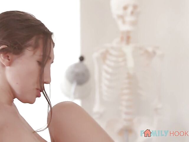 Lesbian doctor Charlotte Stokely eats Maya Woulfe's pussy