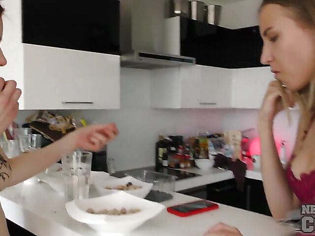 Sexy nude girls next door Margarita and Miss PussyCat take a lunch break