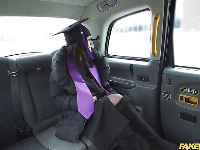 Graduation day taxi sex with slutty Melany Mendes