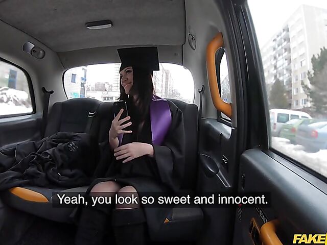 Graduation day taxi sex with slutty Melany Mendes