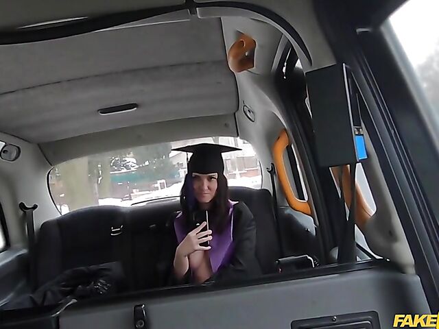 Graduation day taxi sex with slutty Melany Mendes