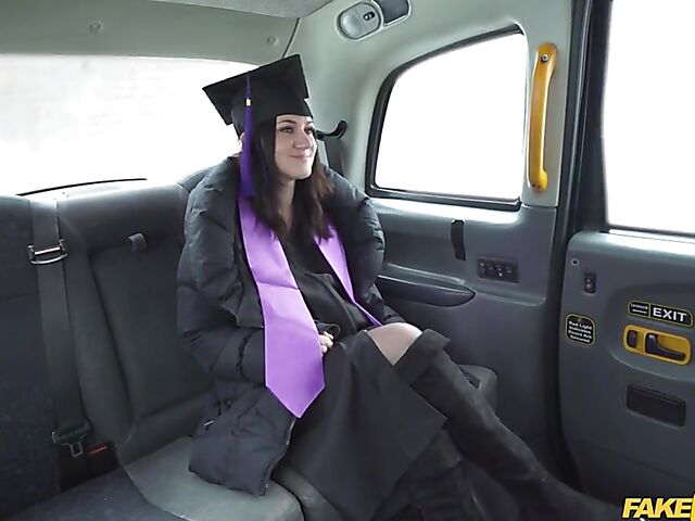 Graduation day taxi sex with slutty Melany Mendes