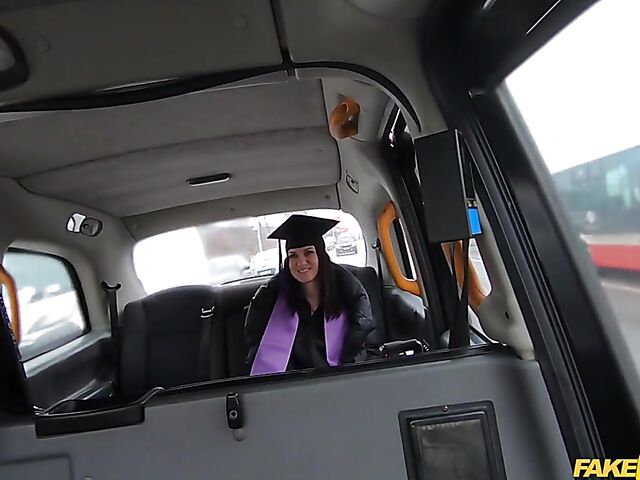Graduation day taxi sex with slutty Melany Mendes