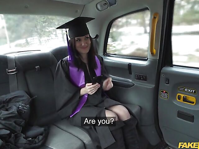 Graduation day taxi sex with slutty Melany Mendes