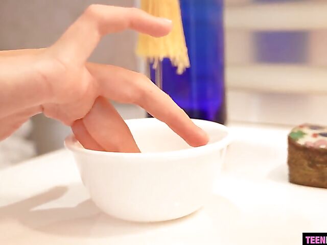 Amber Moore - Shaved teen caught masturbating and pounded in her bed