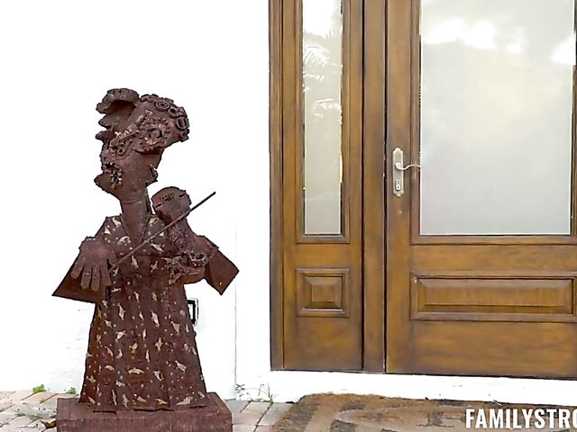 Small tits teen Dakota Burns gets her shaved snatch fingered and fucked by her step-uncle